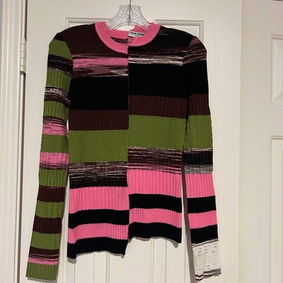 Opening Ceremony Multicolored Space Dyed Sweater Size S Asymmetrical ~ Stripes! - Picture 1 of 4